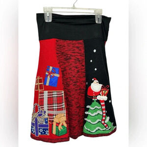 United States Sweaters holiday appliqué presents and Santa skirt